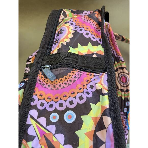 LE SPORTSAC x TOKIDOKI Backpack FLOWER SPRONG Geometric Floral Brown Pink RARE main image 4
